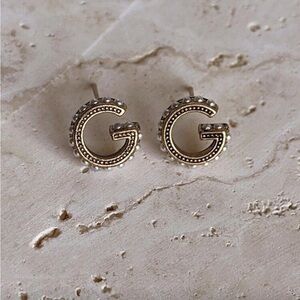 Gold G Stud Earrings